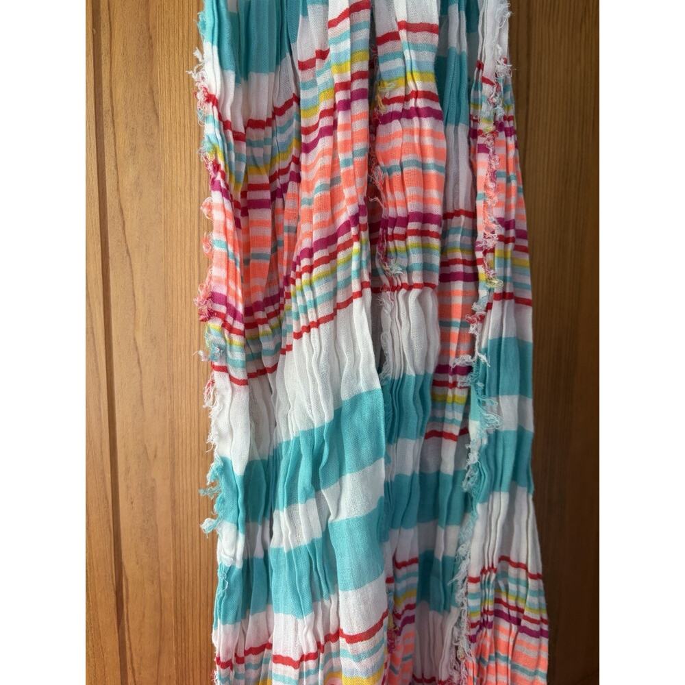 Unbranded Women’s Lightweight White Scarf With Multicolor Stripes - Picture 2 of 4